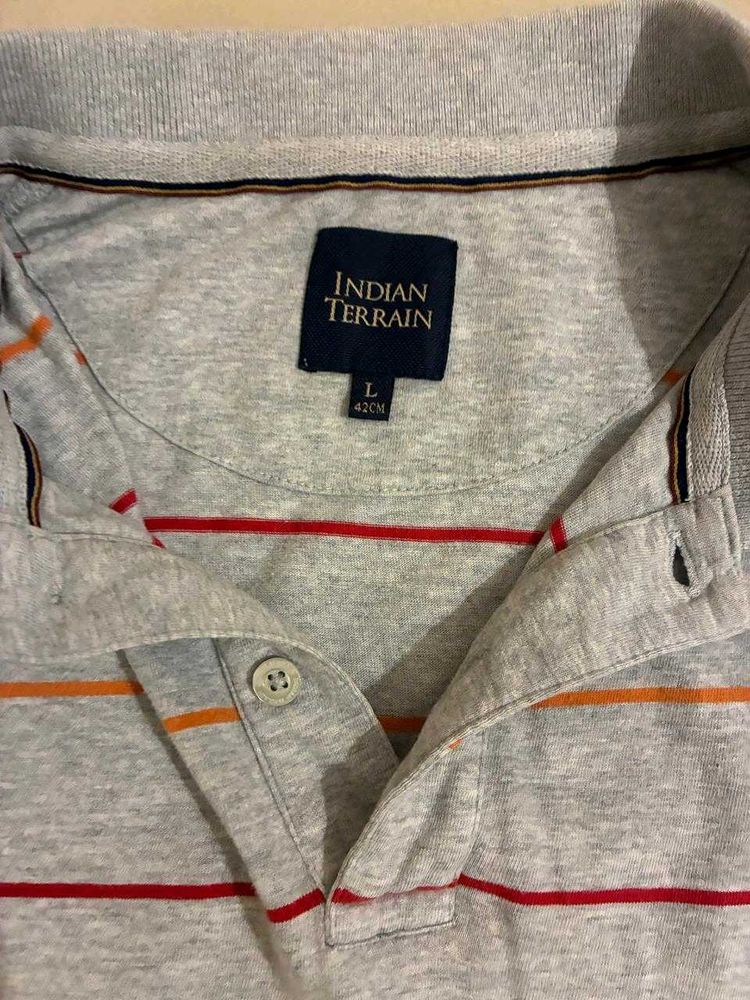 Indian Terrain Striped Polo Shirt - Size L
