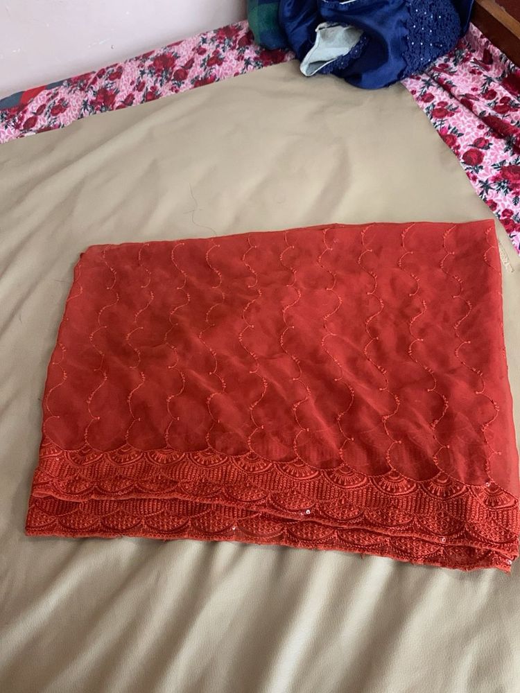 Red Work Dupatta