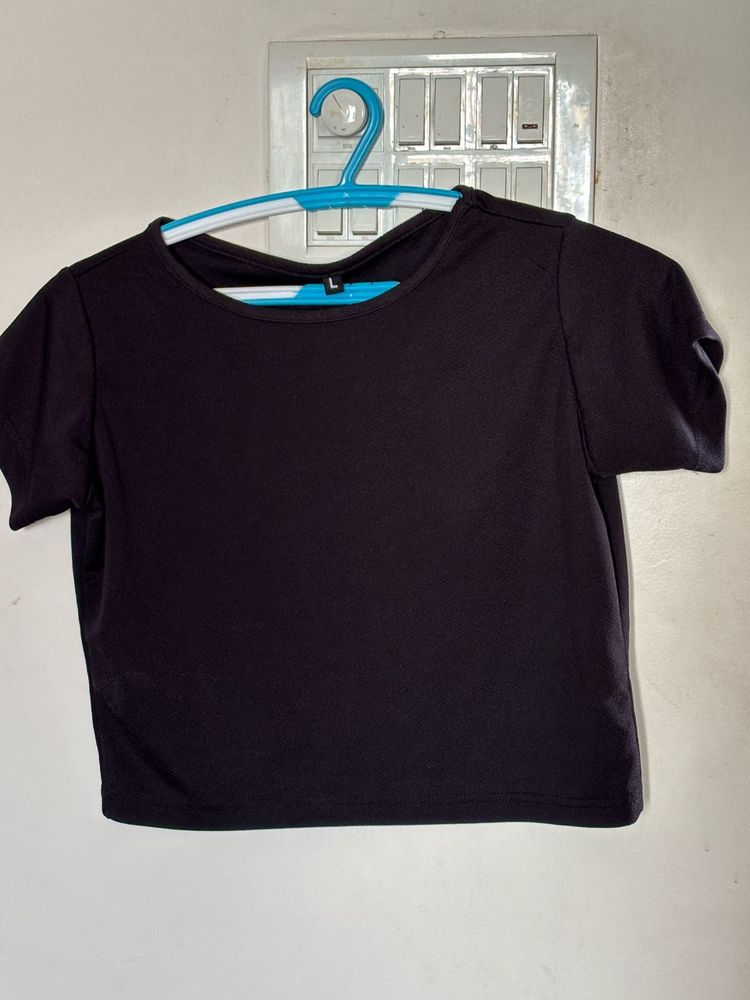 Black Cropped T-Shirt