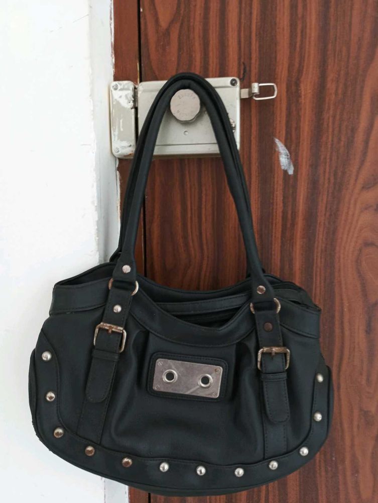 Black Studded Satchel Bag