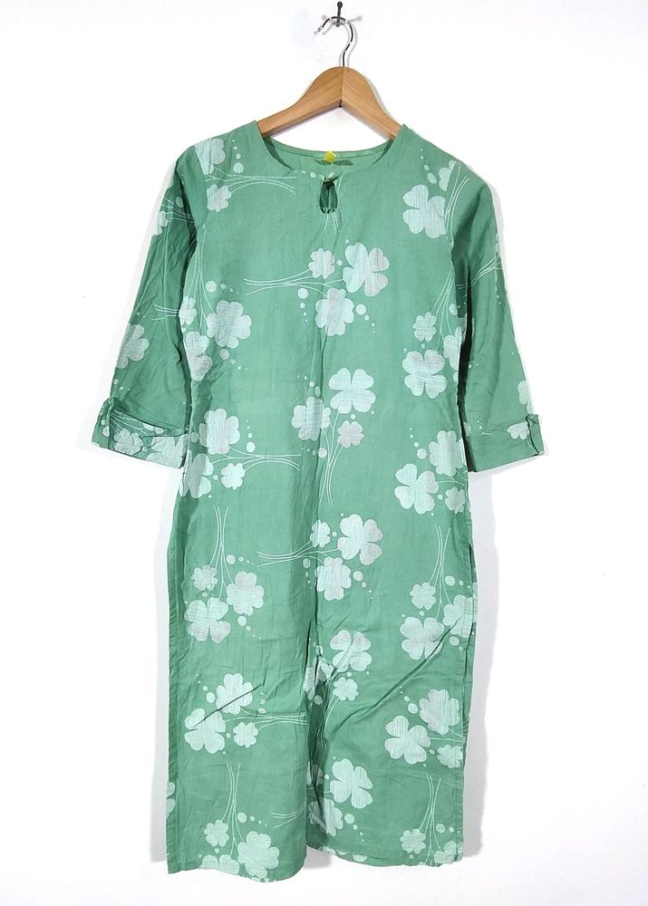 Pastel Green Floral Print Kurta (Women&#39;s)