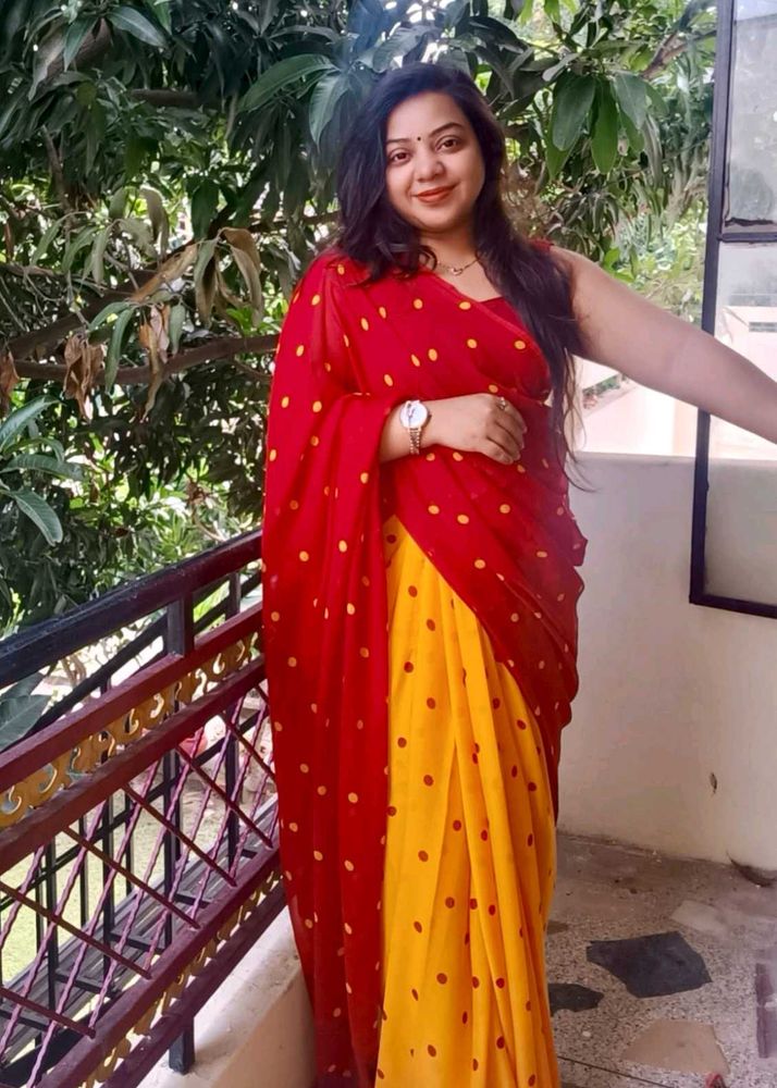 Elegant Red &amp; Yellow Saree