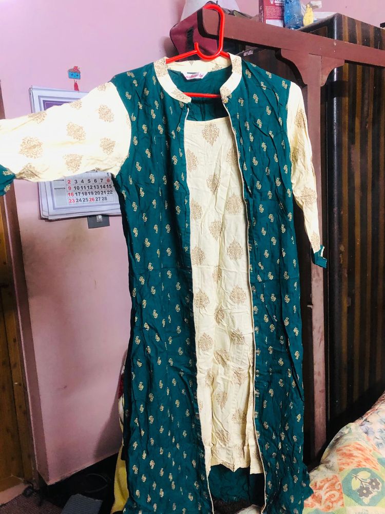 Teal &amp; Cream Kurti