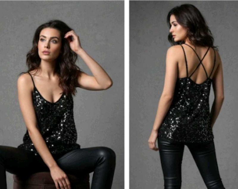 Black Sparkling Sequin Cami Top