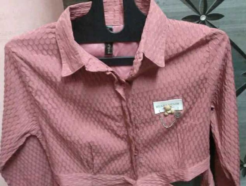 Pink Textured Crop Top