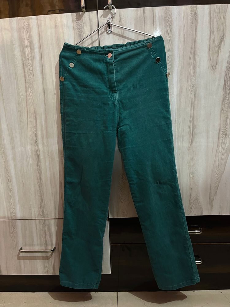 High Waist Green Jeans