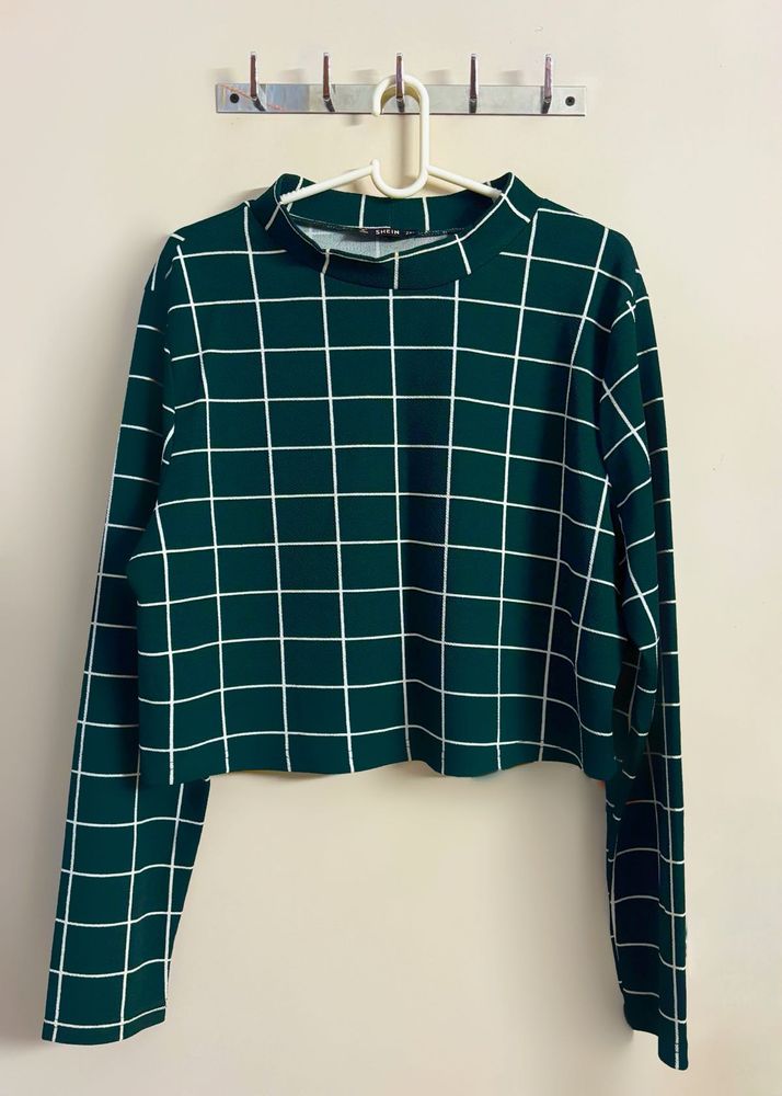 Green Grid Coord Set Cropped Top + Skirt