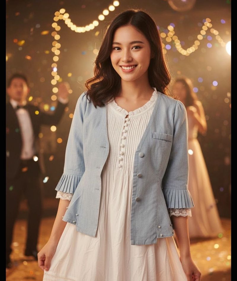 Denim Jacket &amp; White Dress