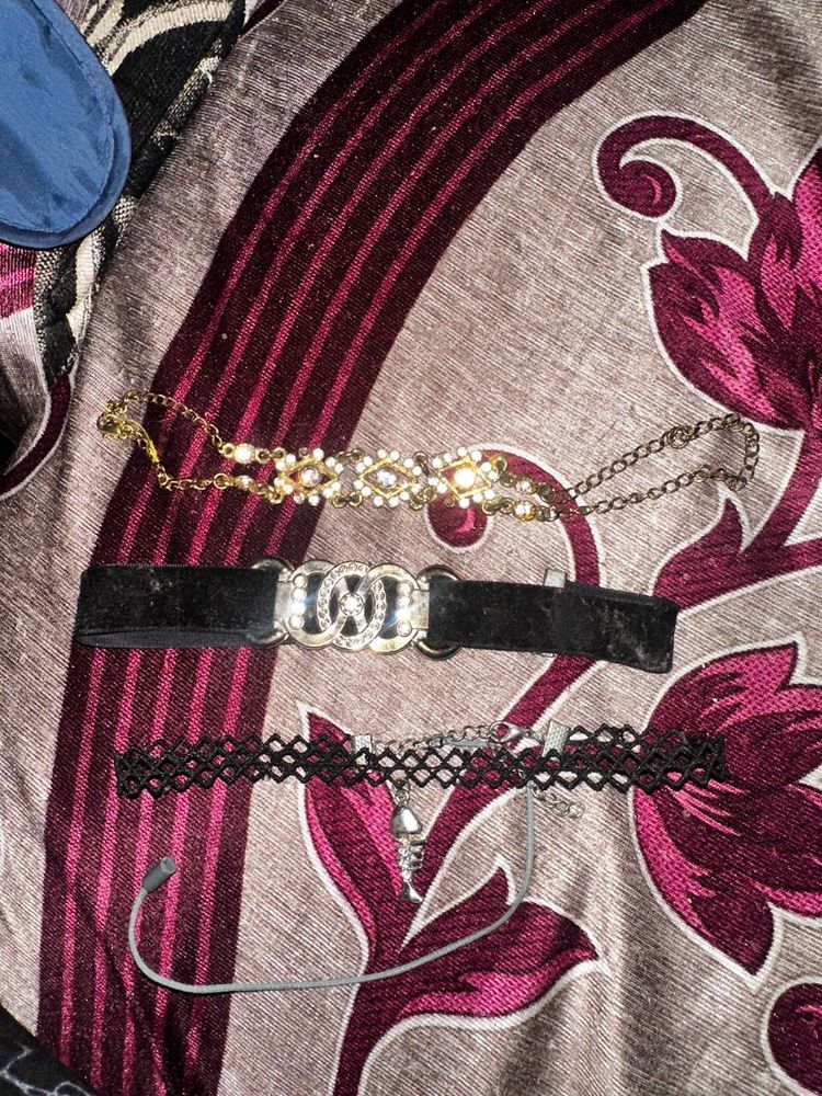 2 Black Chokers 1 Bracelet