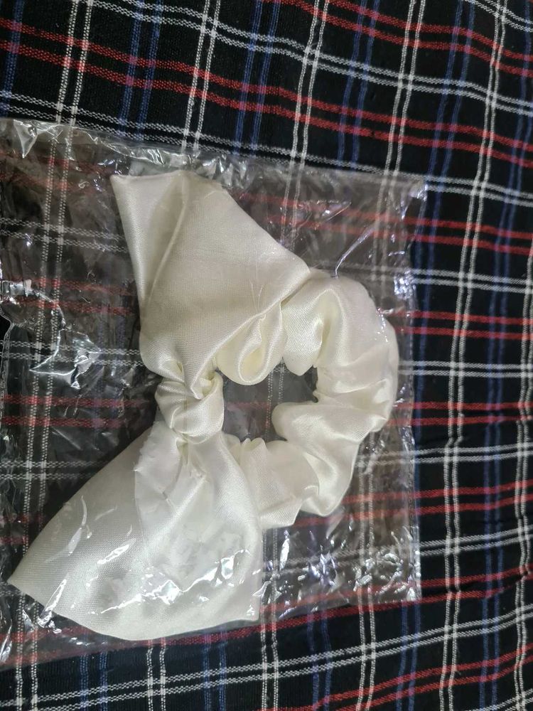 White Satin Scrunchie