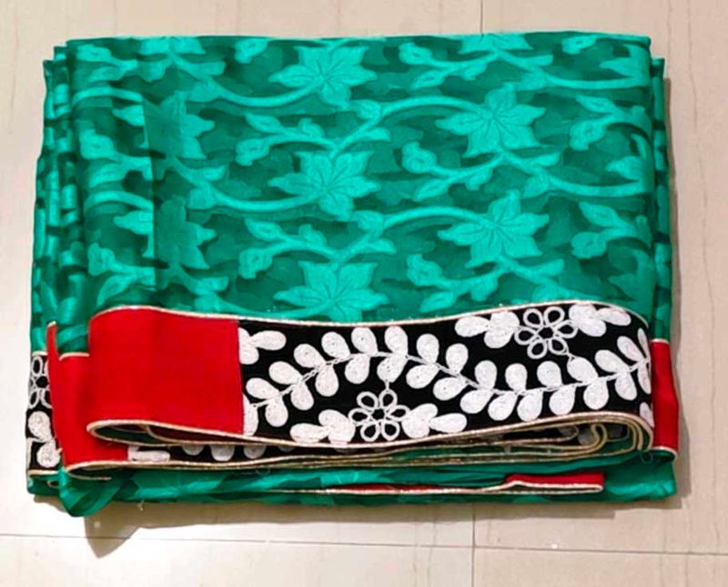 Elegant Green Floral Saree
