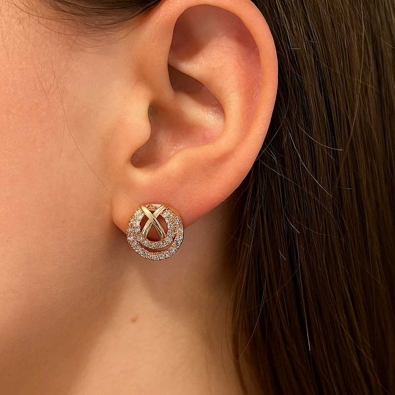 Gold Round Stud Earrings
