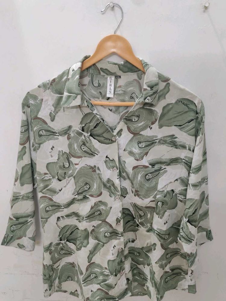 Patterned Button-Down Shirt