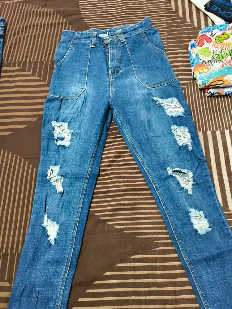 Ripped High-Waisted Jeans