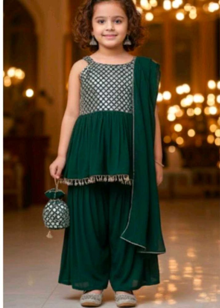 Adorable Green Girls' Kurta Set