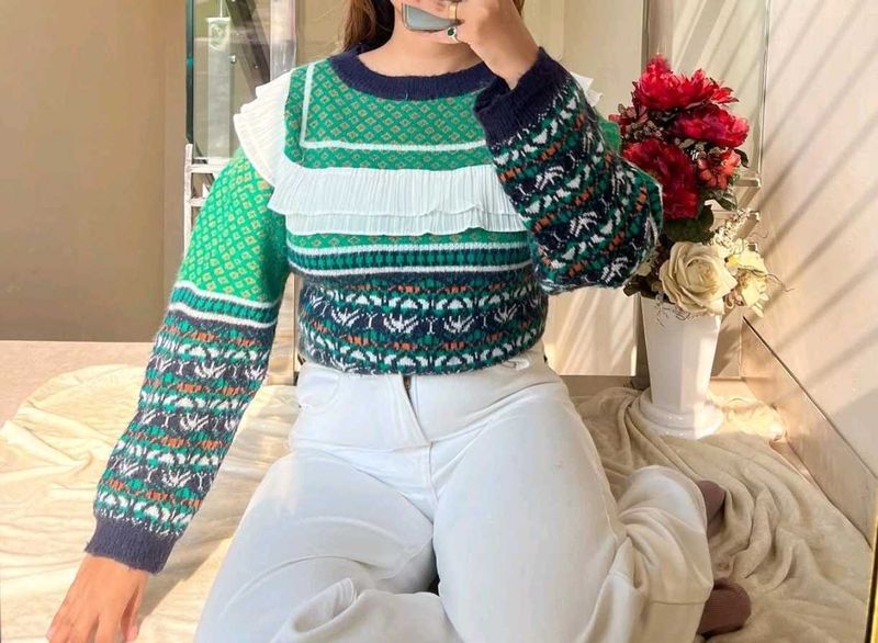 Patterned Knit Sweater Top - Bust 34 - 40