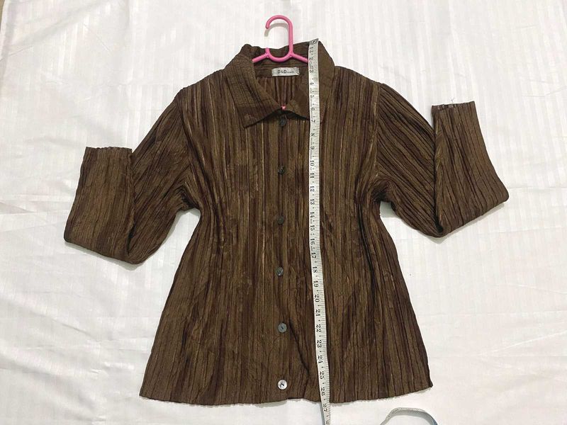 Vintage Pleated Brown Blouse 34/36/38