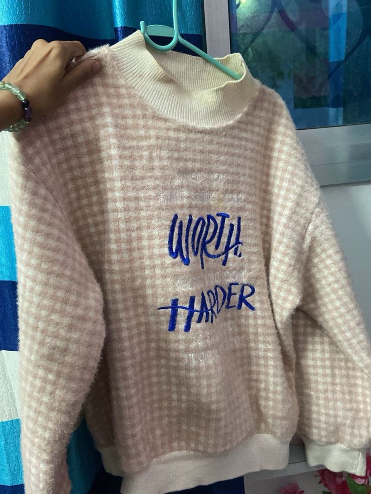 Checkered Knit Sweater