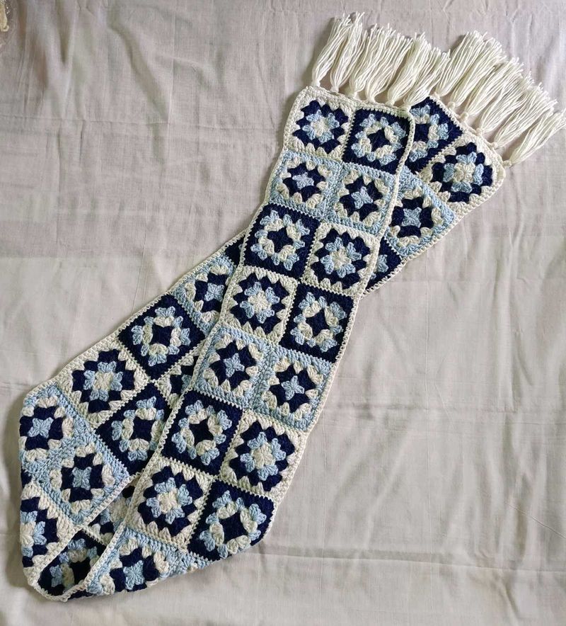 Handmade Crochet Granny Square Scarf