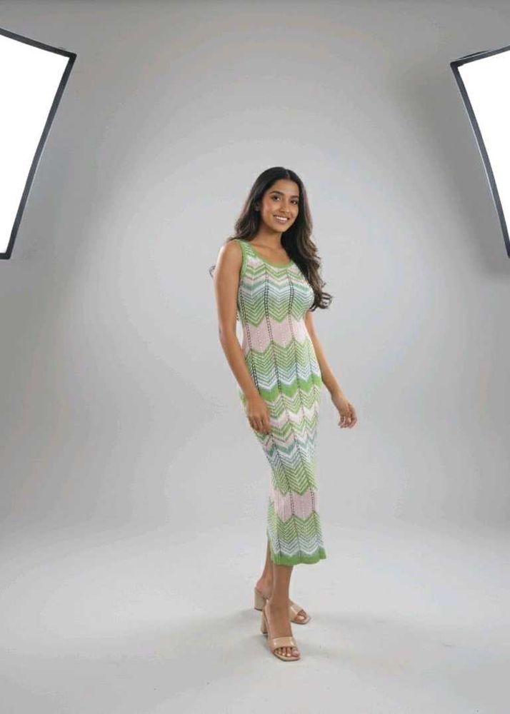 Green Knit Maxi Dress