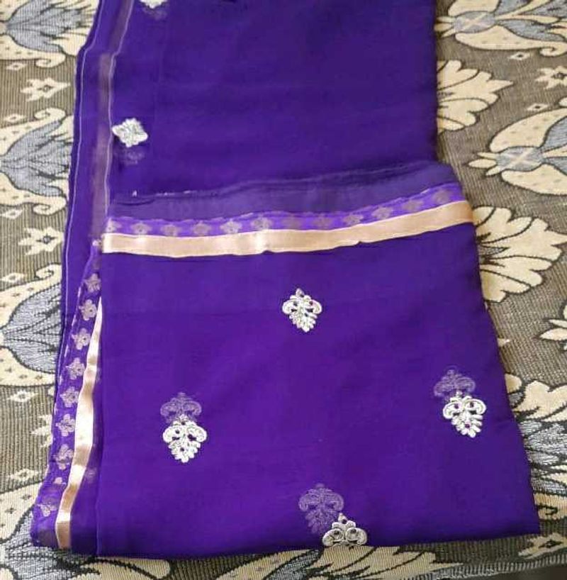 Purple Embroidered Saree