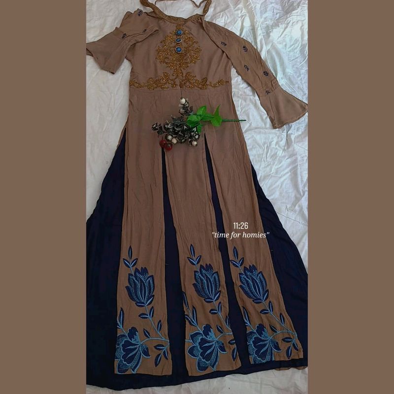 Ethnic Blue Gown With Embroidery
