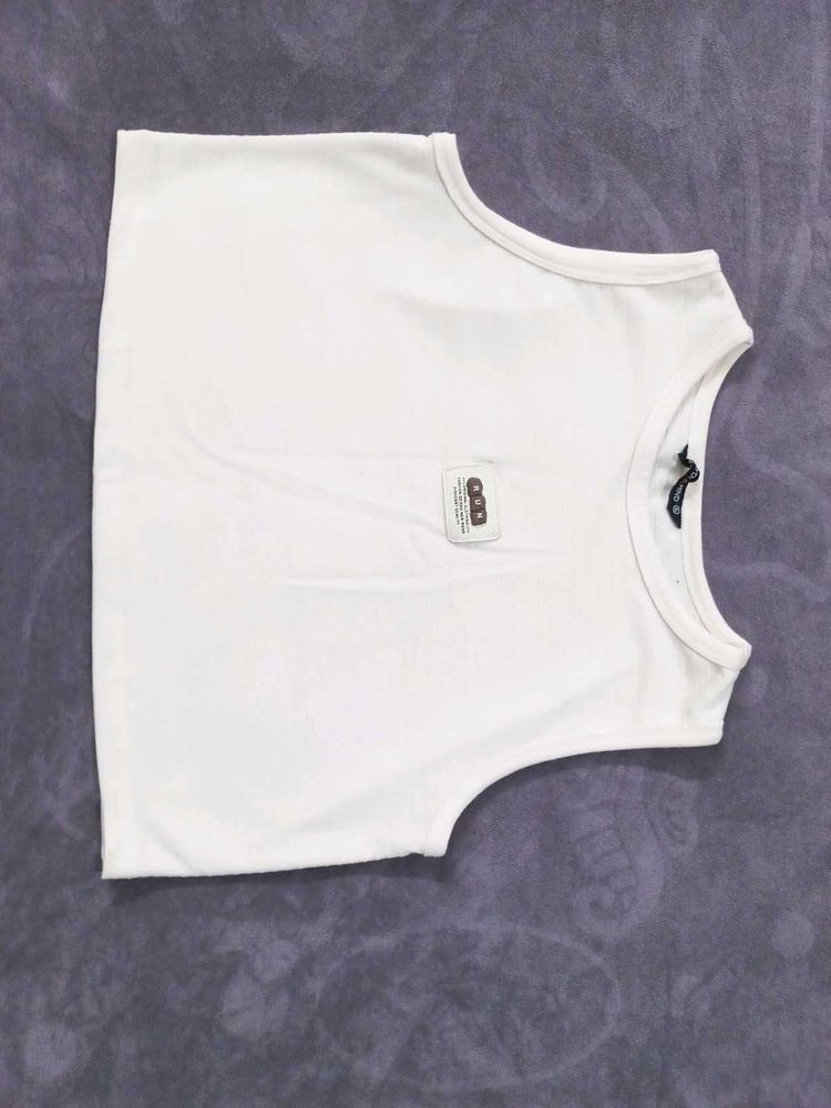 White Cropped Tank Top