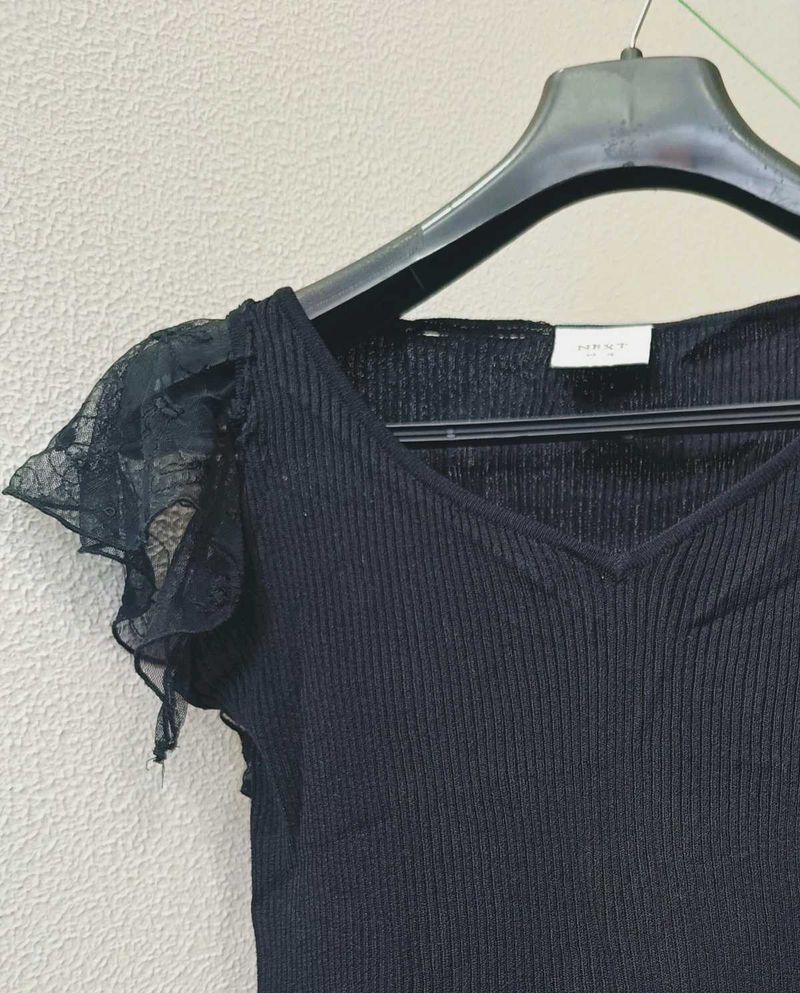 NEXT Black Lace Sleeve Top