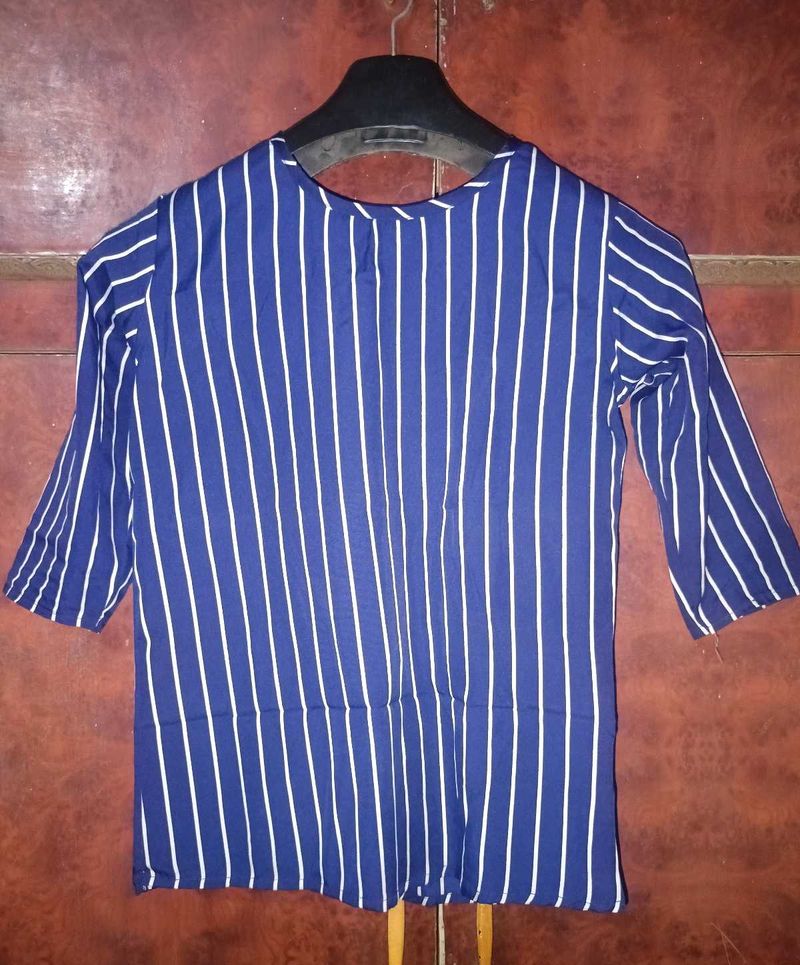Navy Blue Women&#39;s Casual Top – 3/4th Sleeves
