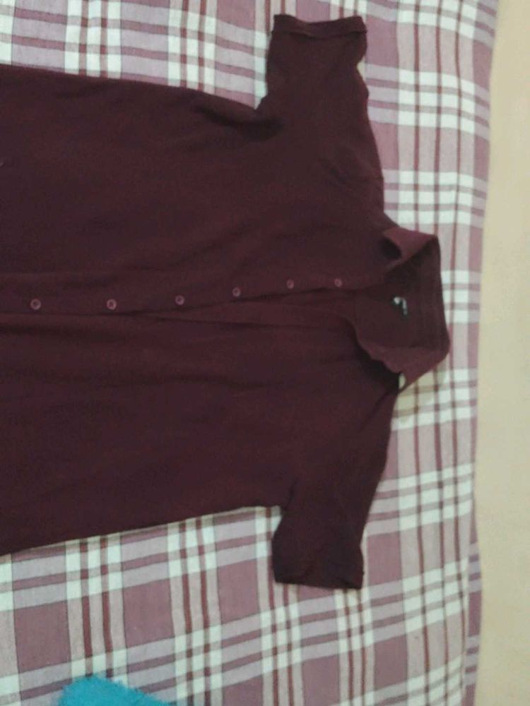 Maroon Button-Down Shirt