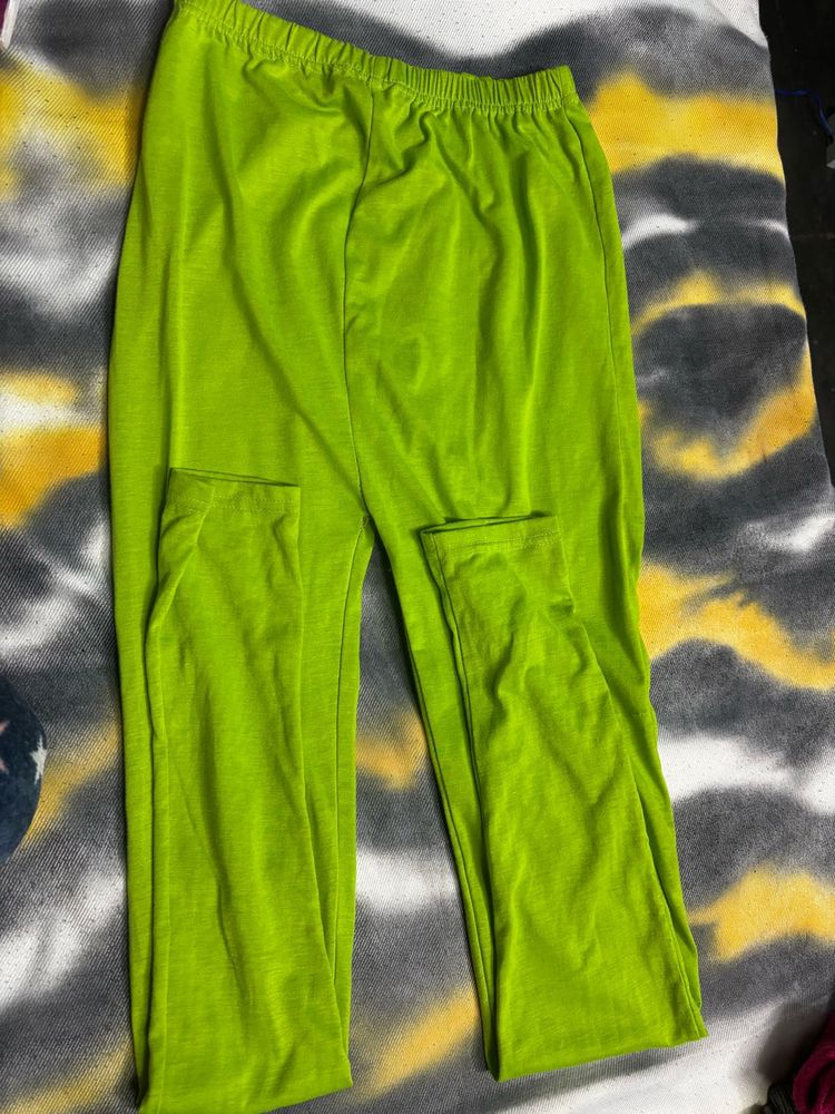 Green Casual Leggings