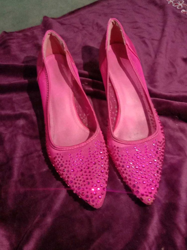 Pink Embellished Ballerinas