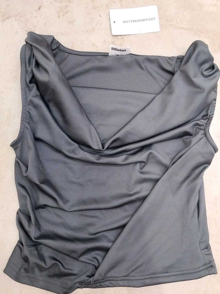 cowl neck grey crop top