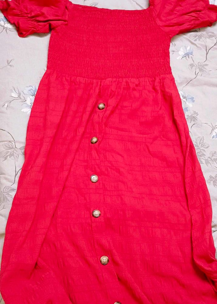 Chic Red Button-Down Dress