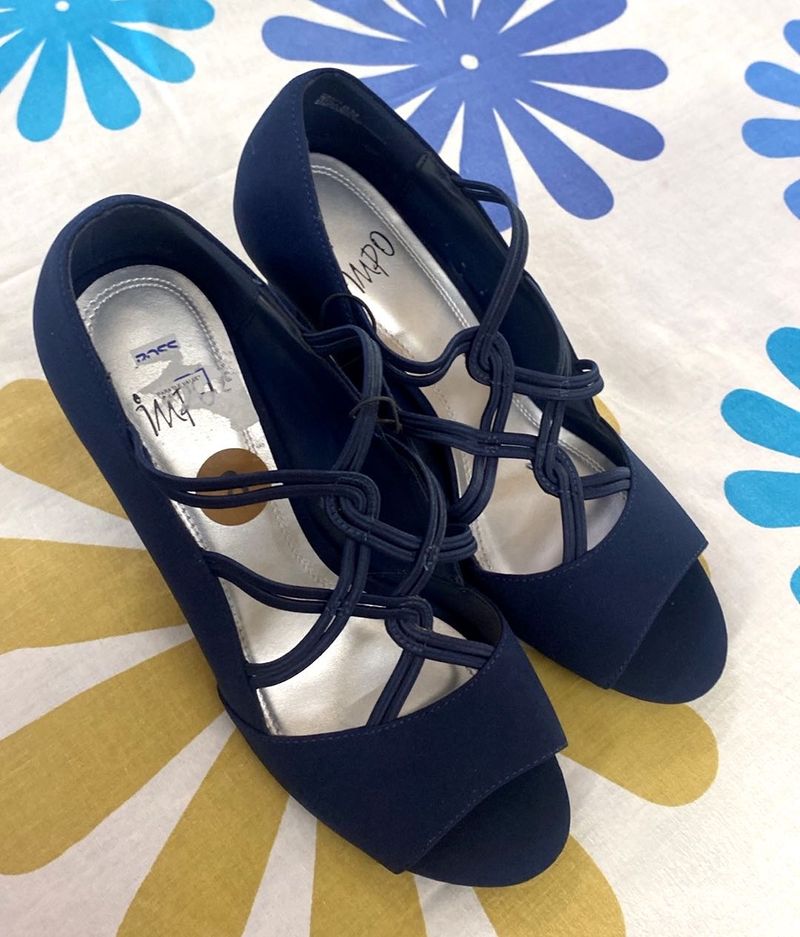 Chic Navy Blue IMPO Sandals with Elastic Strap