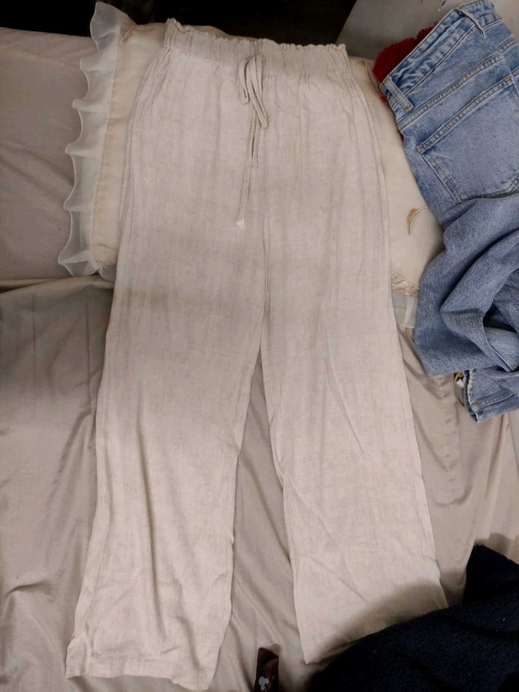 Zara Top And Beige Linen  Pants