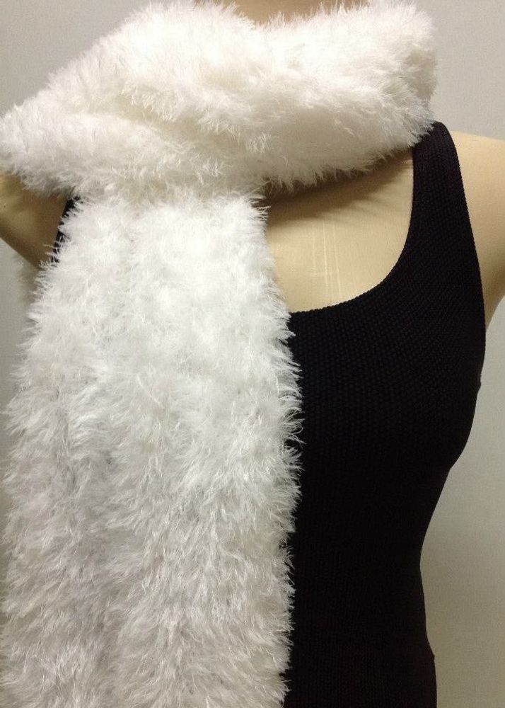 Cozy White Fuzzy Scarf