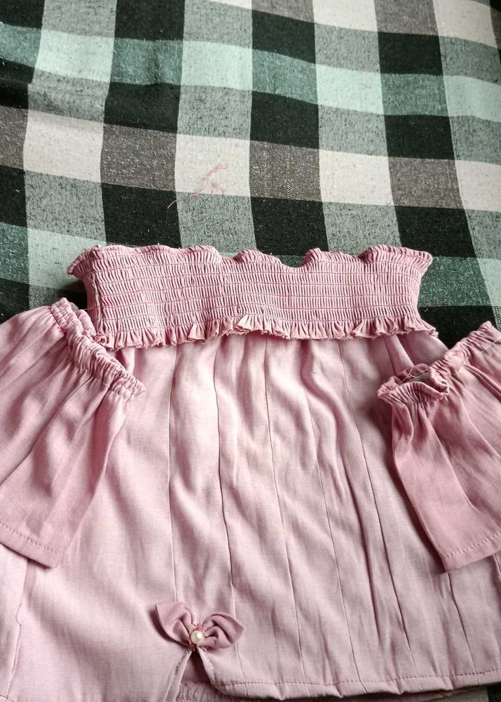 Pink Bow Detail Mini Skirt