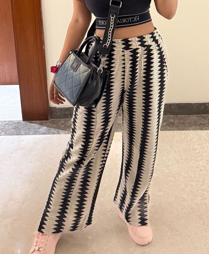 Patterned Wide Leg Pants