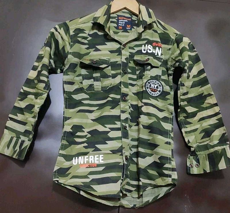 Olive Color Shirt For 4- 5 Year Boy