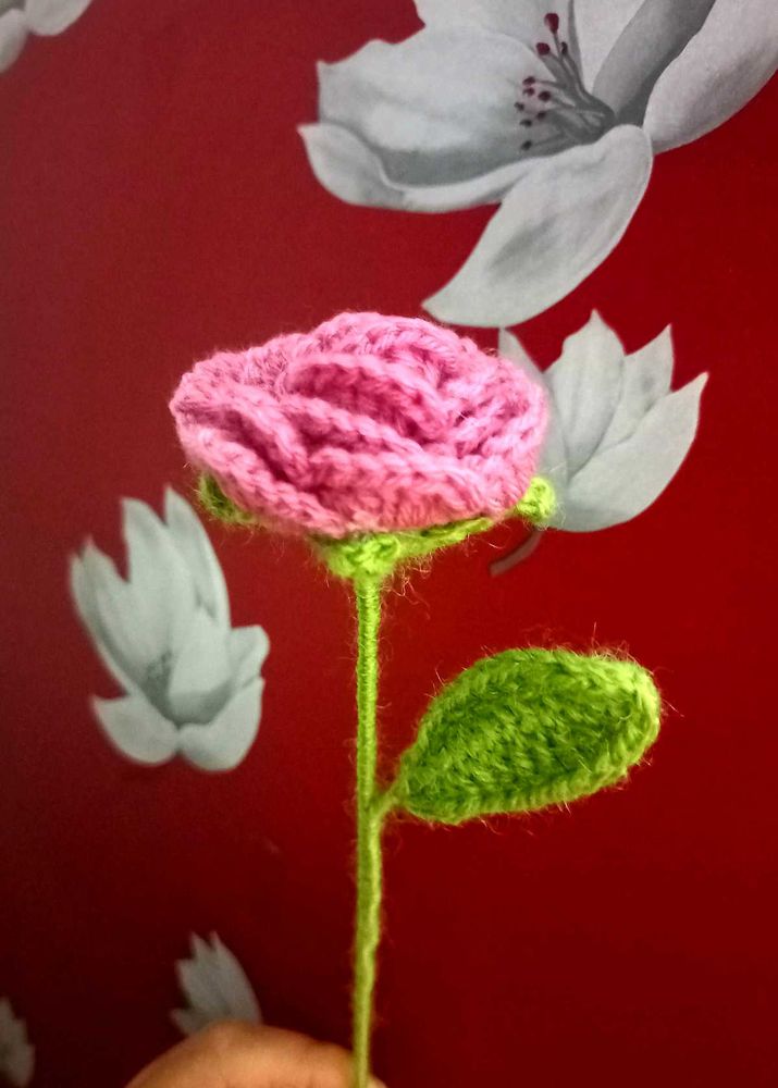 🥀 Handmade Crochet Pink Rose ✨
