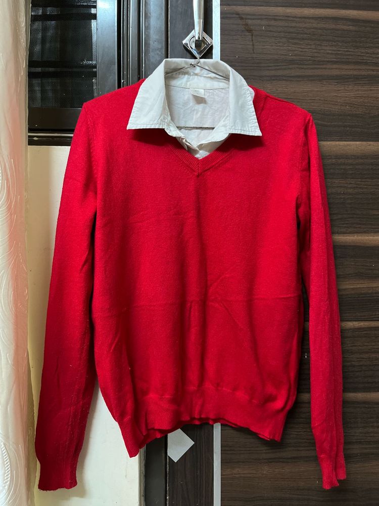 Red V-Neck Sweater