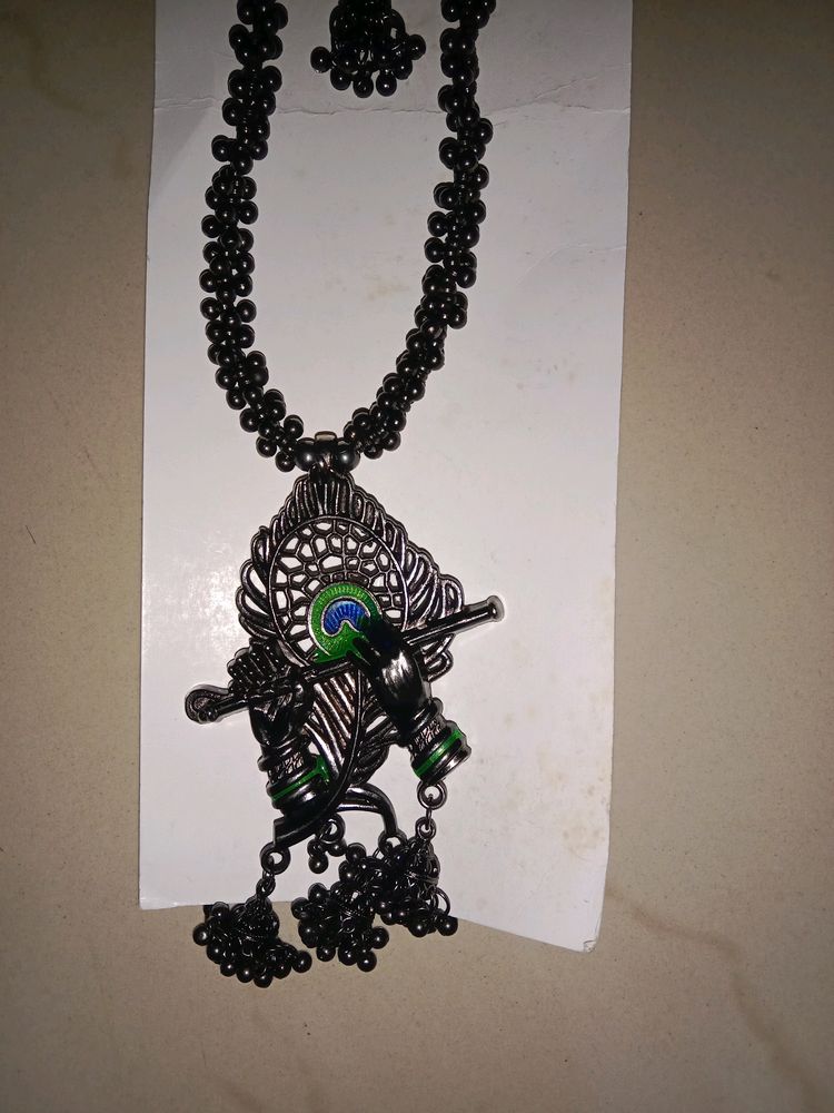 Oxidised Jewelery Set Krishna Flute