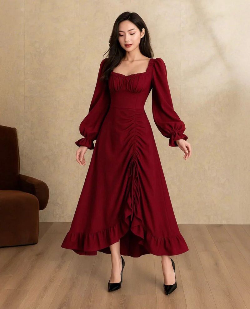 Burgundy Midi Dress