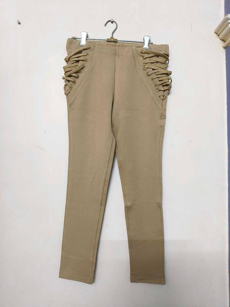 Heavy Material Beige Colour Jeggings