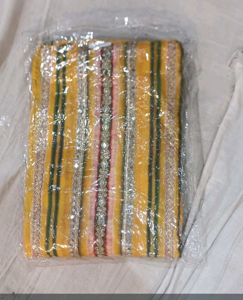 Yellow Embroidered Fabric