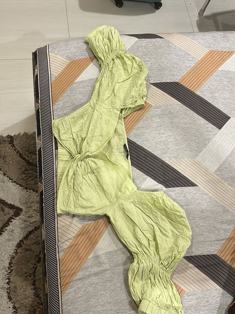 Green Ruffle Crop Top