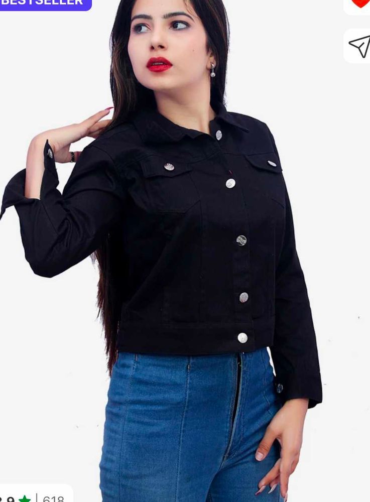 Black Denim Cropped Jacket