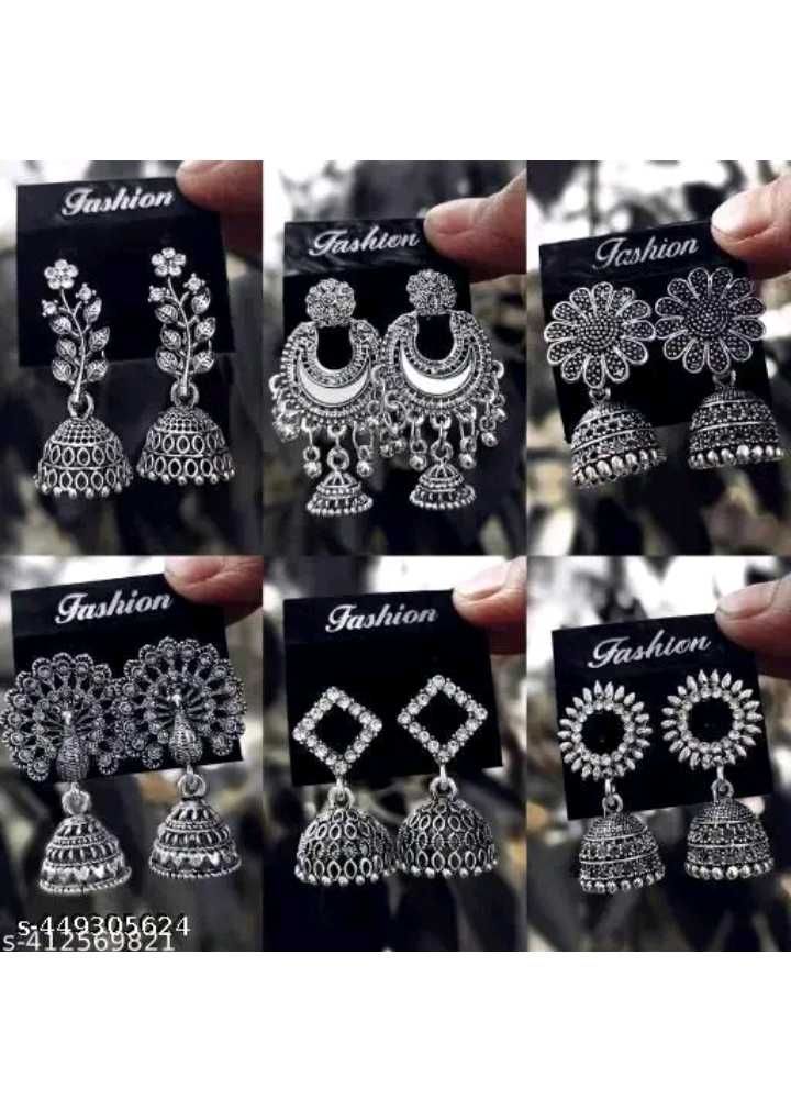Silver Jhumka Earrings Set