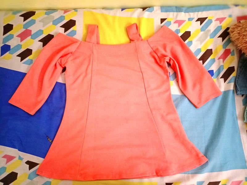 Peach Off-shoulder Top